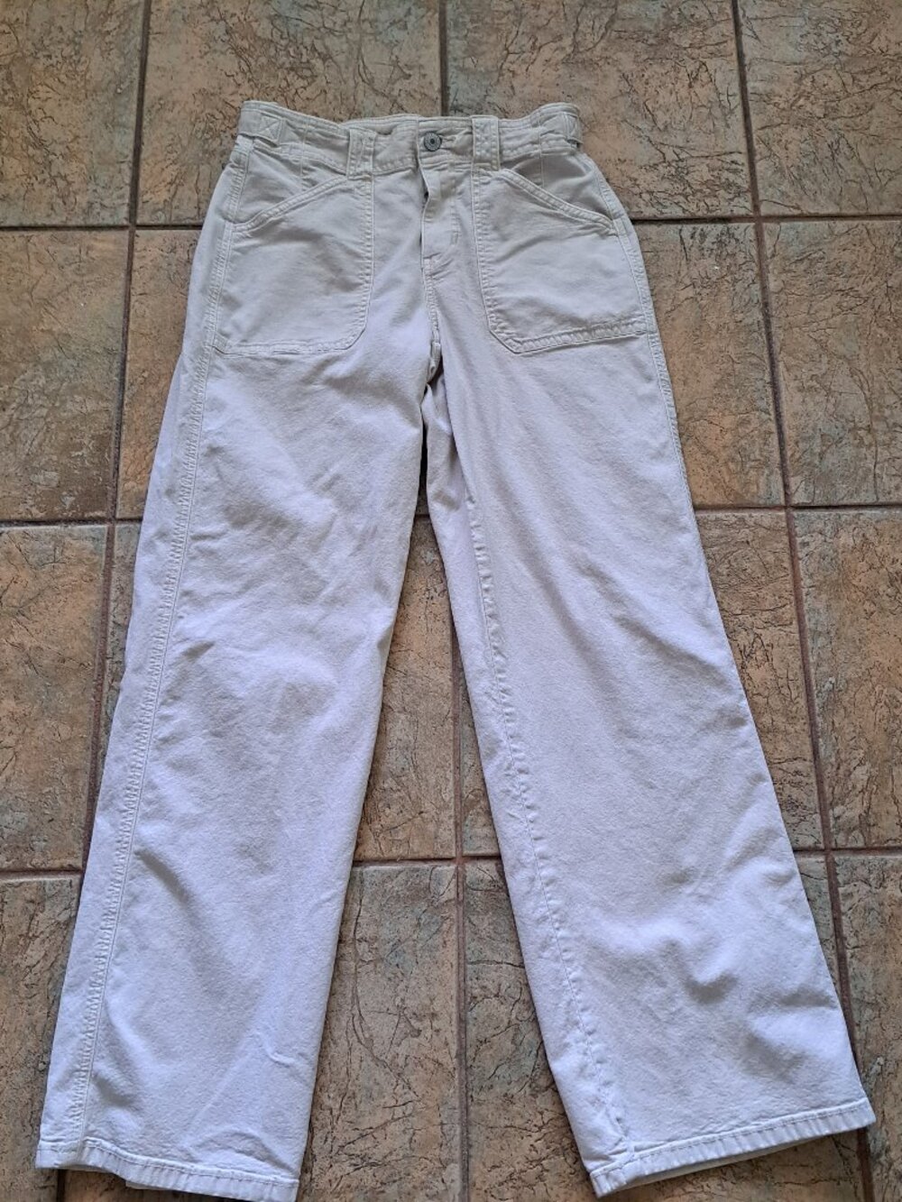 American Eagle Outfitters Women's Khaki Wide Leg, High Waisted Jeans